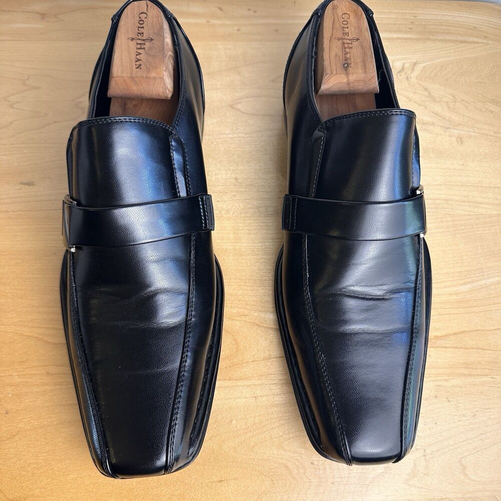 NWT Bruno Marc Giorgio-3 Men's Black Square Toe Slip-On Dress Loafers 12